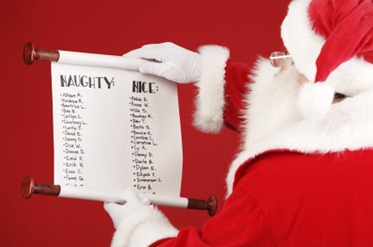 Santa with naughty and nice list